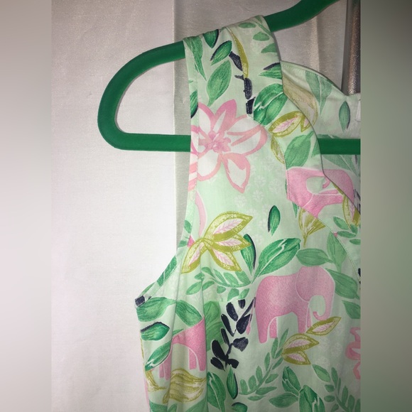 Crown & Ivy | Women’s Green & Pink/Floral & Elephant Pattern Sleeveless Dress - Picture 4 of 11